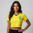 Cropped Selección Brasileña I 2026 - Mujer - TOQUE ME VOY | Espanha S / Sin personalización / Sin Parche Otimizado