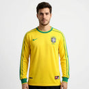Camiseta Retrô Selección Brasileña I 1998 – Manga Larga - TOQUE ME VOY | Espanha S / Sin personalización Otimizado
